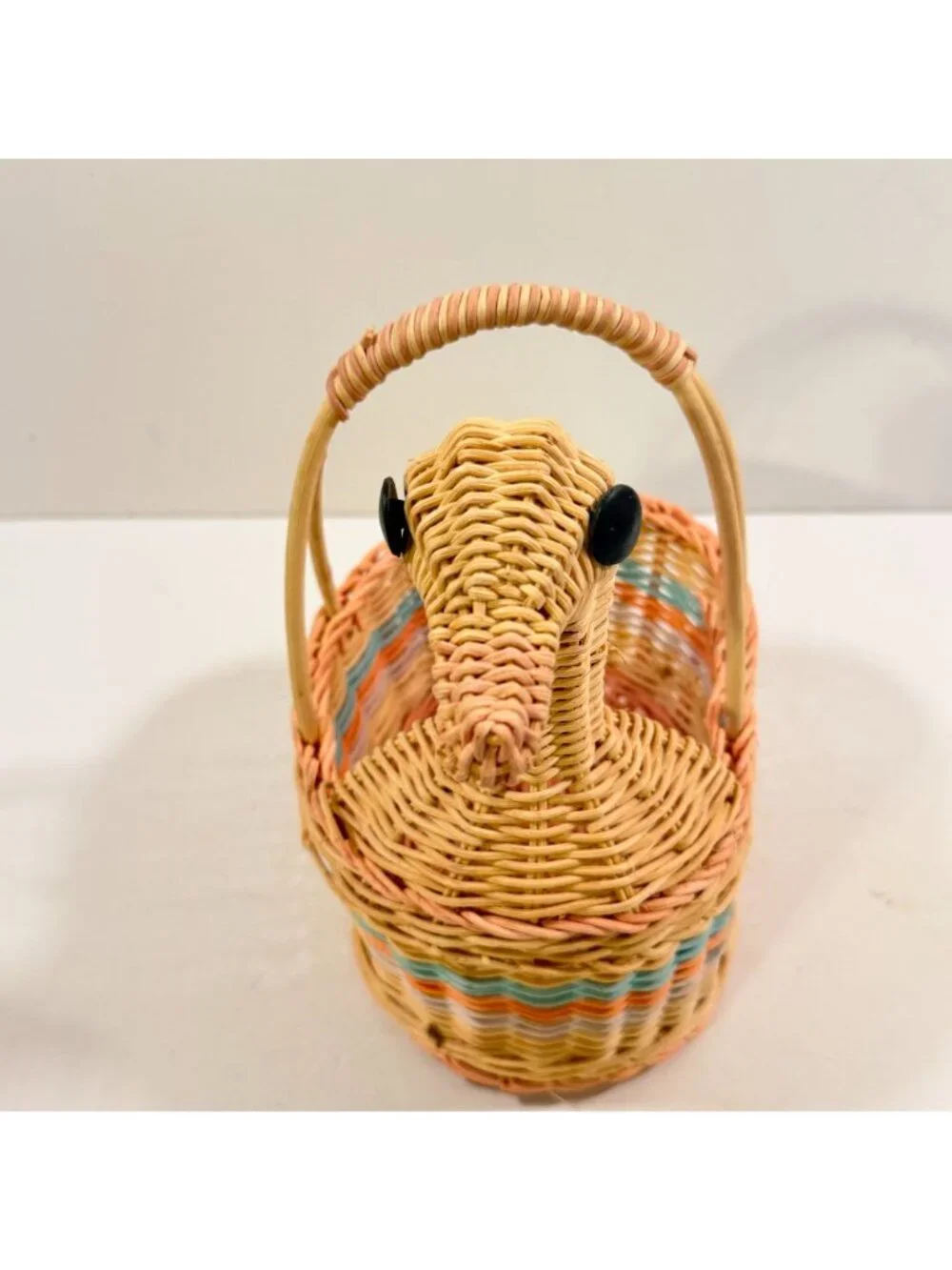 Vintage Wicker Duck Basket Garden Planter Kitchen Storage CUTE